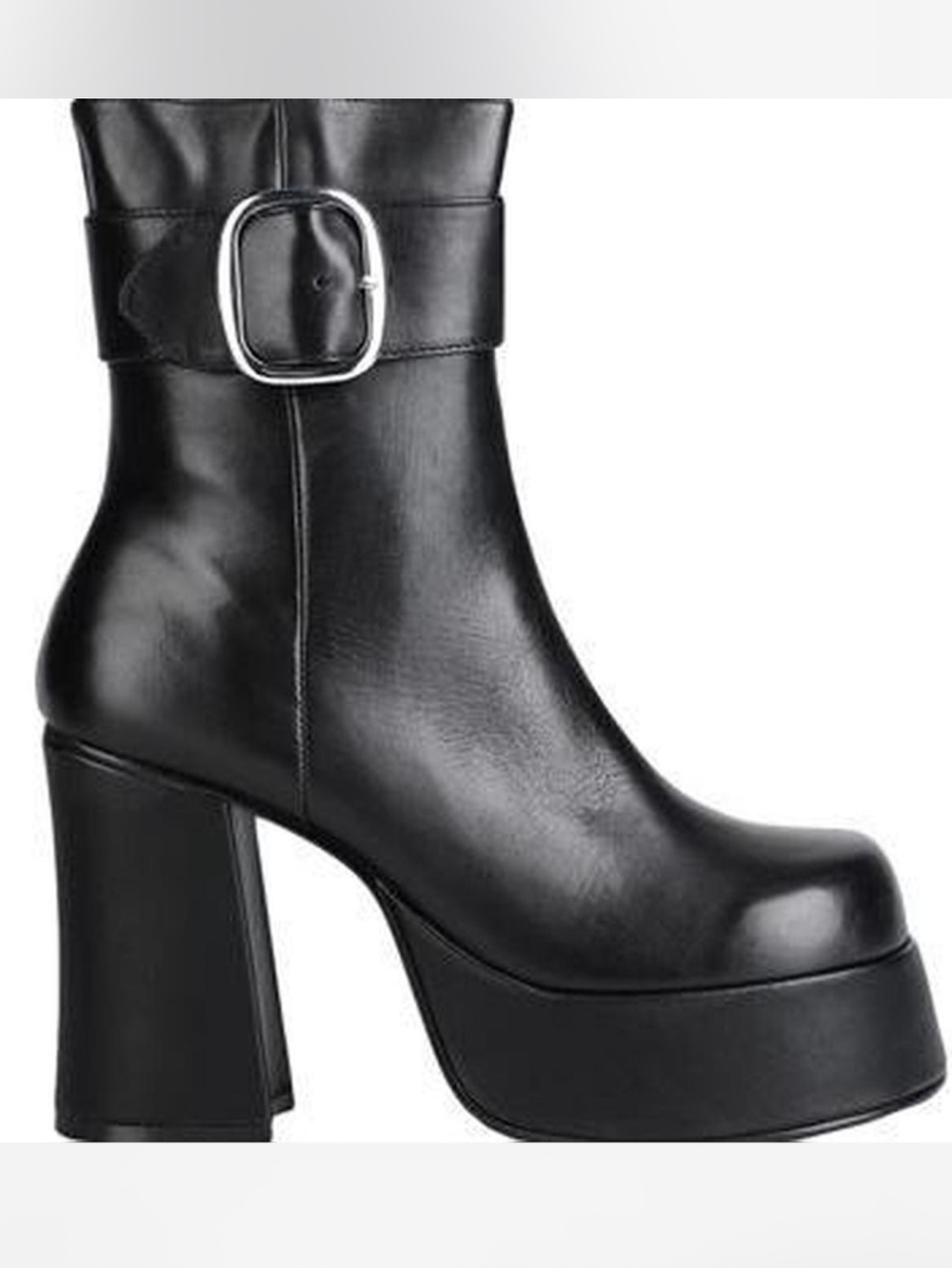 Steve Madden chunky boots large silver buckle block heel platform y2k leather